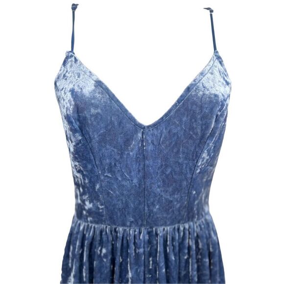 LA Hearts Romper Size Small Open Back Crushed Velvet Periwinkle Blue Velour - Picture 6 of 16